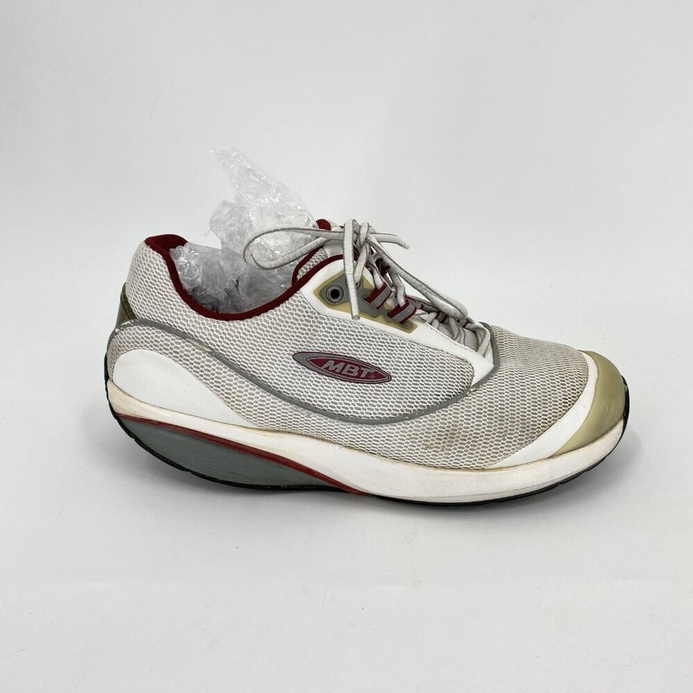 MBT The Anti Shoe Walking Shoes Sneakers White Red Lace Up Toning Womens 7.5